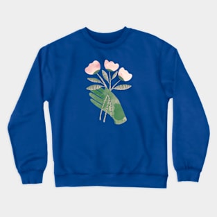 Green hand with powder pink flowers for you version 2 Crewneck Sweatshirt